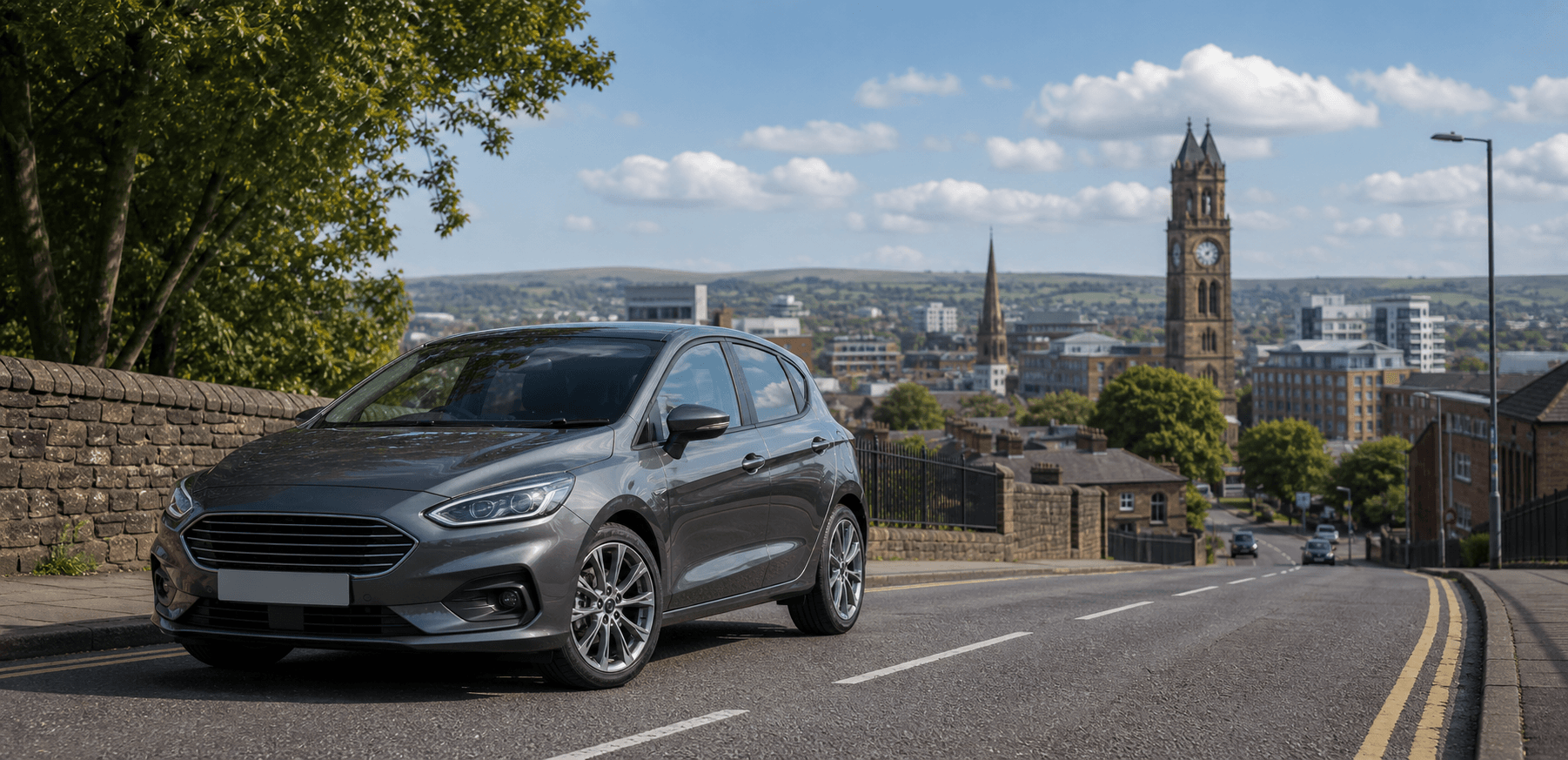 Compact hire car ready for practical travel around Westhoughton
